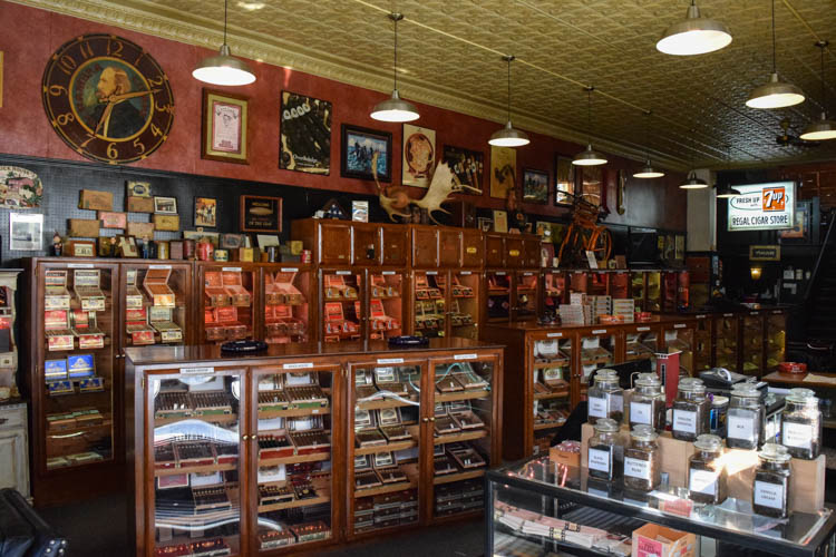 The store's cabinet-style humidors